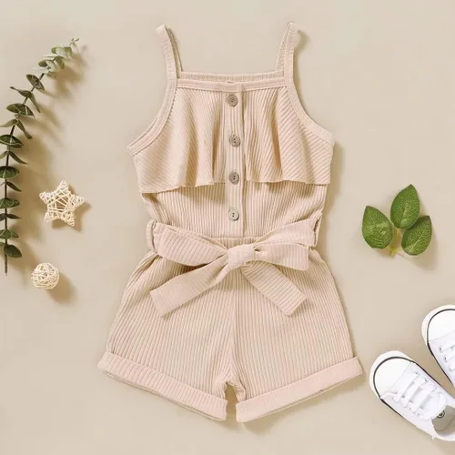 Vista 2 de Tepuce Ropa para niña pequeña, con correa de bebé, sin mangas, de una pieza, overol casual de verano