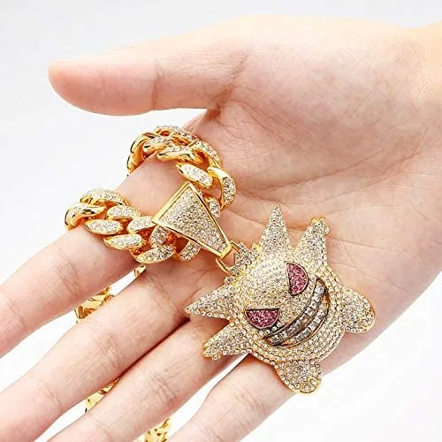 Vista 7 de MFJFHK Miami - Cadena de eslabones cubanos para hombre, chapado en oro dorado, collar de hip hop, cadena de diamantes para hombre, joyería de hip
