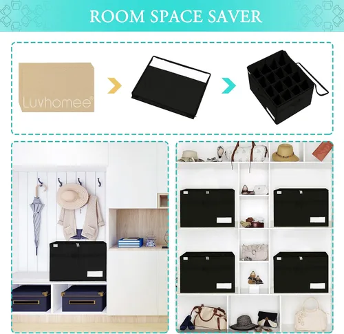Vista 7 de Luvhomee Organizador de almacenamiento de zapatos, se adapta a 16 pares, caja organizadora de zapatos grande para armario, contenedores plegables