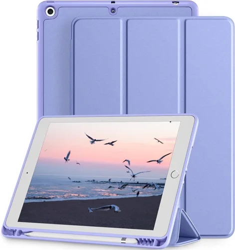 Vista 9 de Funda compatible con iPad de 9ª/8ª/7ª generación, para iPad de 10.2 pulgadas con soporte para lápiz, funda inteligente con soporte de TPU