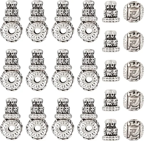 Vista 10 de Craftdady Cuentas de gurú tibetano de plata de 3 maneras para hacer collares y joyas