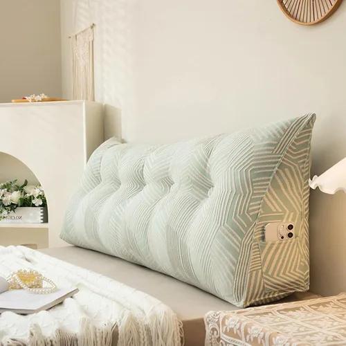 Vista 12 de Cojín triangular para mesita de noche, gran cabecero triangular con cuña para reposo en cama, almohada de lectura, respaldo y soporte de Azul