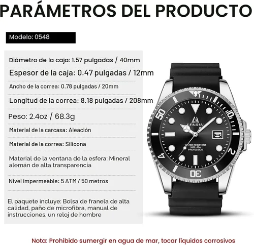 Vista 7 de LN LENQIN Relojes para hombre, reloj impermeable de acero inoxidable para A5-LN-0548-Plata Negro