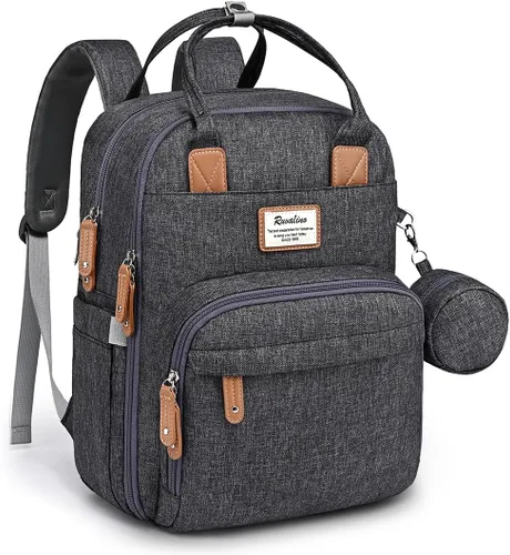 Vista 32 de RUVALINO Mochila para Pañales - Bolsa de Bebé Expandible con hasta 50% Más de Capacidad - Bolsa de Artículos Esenciales para Bebé con Cambiador