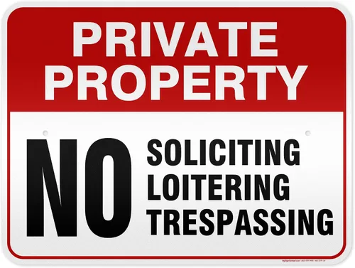 Vista 12 de Señal de propiedad privada No Trespassing No Loitering No Soliciting (7x10)