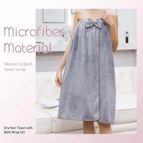 Vista 4 de Toalla de Baño para Mujeres - Toalla de Microfibra de Lujo Ajustable para el Cabello, Toallas Suave para la Ducha Después de la Cubierta Corporal