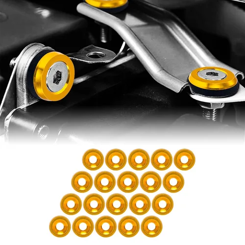 Vista 10 de JDM - Kit de pernos de aluminio para parachoques de parachoques, 20 juegos, M6 x 0.787 in para bahía de motor (negro) 20-set · engine bay dress-up