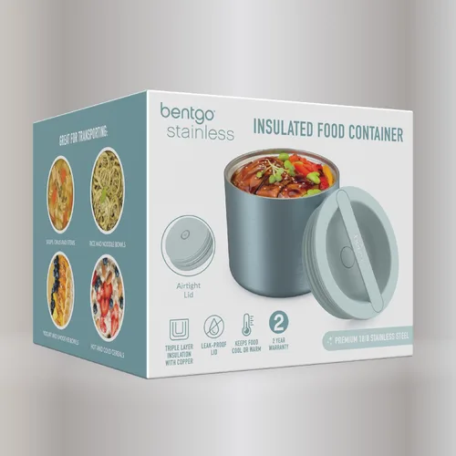 Vista 9 de Bentgo Recipiente de Alimentos Aislado de Acero Inoxidable - 2.4 Tazas (19 oz), Aislamiento de Triple Capa, Sello al Vacío, A Prueba de Fugas, Mango