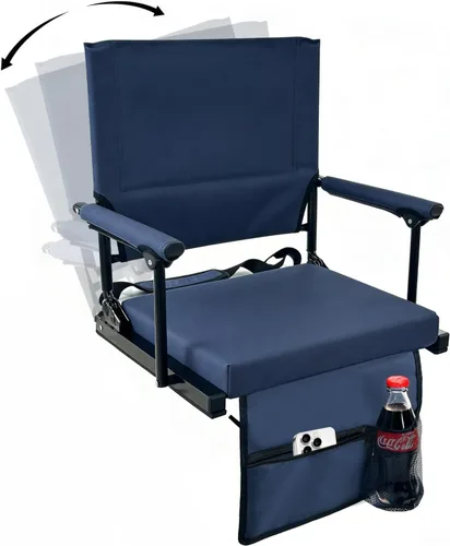 Vista 8 de moonysweet Asientos de estadio para gradas con soporte de espalda y cojín, soporte de espalda ajustable, con soporte para tazas, correa de hombro