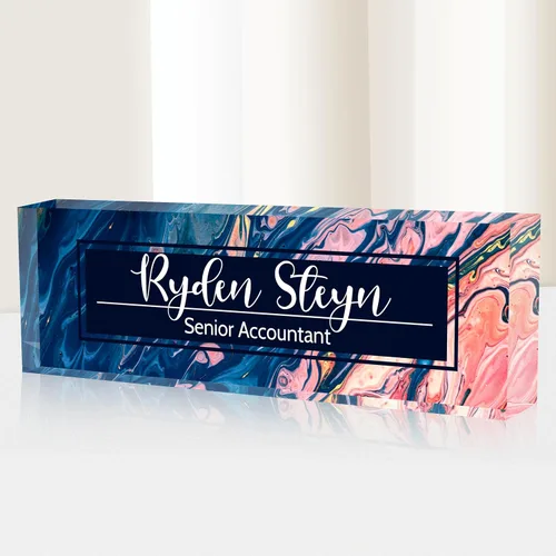 Vista 35 de Placa de identificación para escritorio, placa de nombre de escritorio personalizada, accesorios de escritorio de oficina acrílicos, regalos A