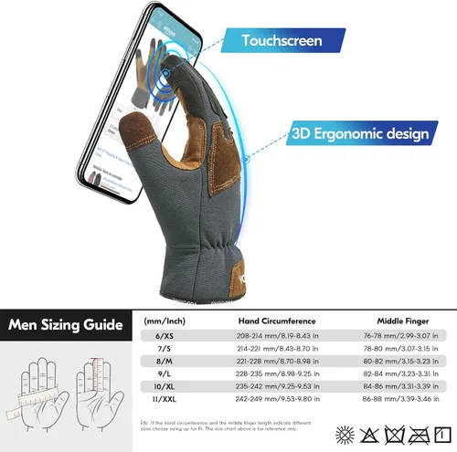 Vista 6 de Vgo... 1 par de guantes de jardinería para hombre, guantes de trabajo de seguridad, a prueba de pinchazos, a prueba de espinas, pantalla táctil