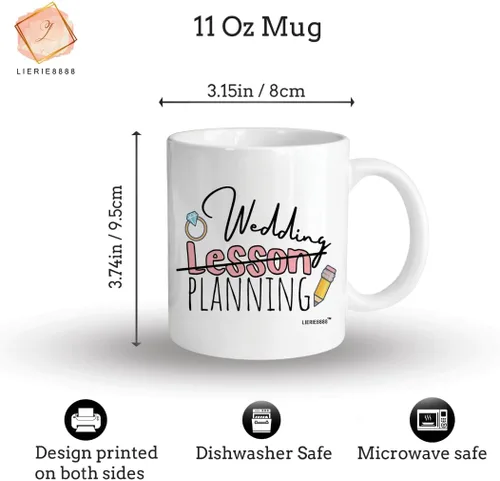 Vista 2 de Taza de planificación de lecciones de boda para profesores, regalos para novia, taza de café de compromiso