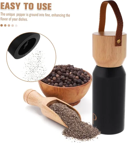 Vista 3 de Manual Wooden Pepper Grinder Salt Mill for Home Kitchen Bbq Camping Versatile Spice Grinding Bottle with Sturdy Wood Construction Easy to Clean and