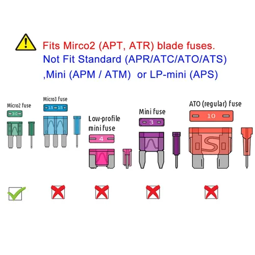 Vista 7 de MuHize Grifos de fusibles Micro2 – Adaptador de circuito adicional ATR de 12 V para caravana y automóvil, 5 fusibles 5A, diseño de doble ranura