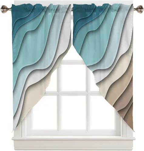 Vista 9 de Cenefas con festón a cuadros en blanco y negro para ventanas, cortinas de cocina estilo granja de 36 pulgadas de largo, juego de 2 paneles, cortinas
