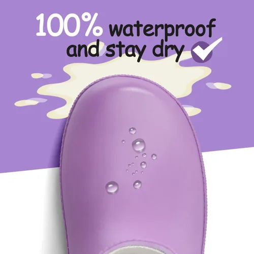 Vista 3 de KomForme - Botas impermeables de goma con asas para la lluvia en color mate para niñas