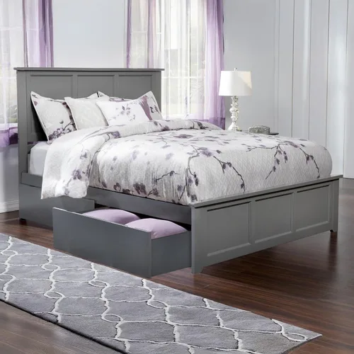 Vista 11 de AFI, Madison - Cama de plataforma de almacenamiento matrimonial con estribo a juego, color espresso