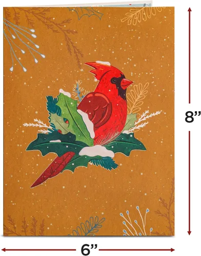 Vista 2 de Frndly by Paper Love Bird House Tarjeta de Navidad Pop Up, Tarjetas de Felicitación Emergentes 3D Hechas a Mano, Para Navidad o Días Festivos, 100%
