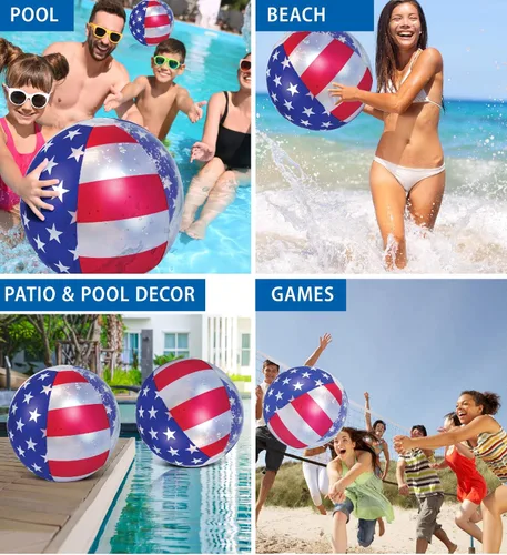 Vista 3 de POZA Flotador inflable de piscina de Estados Unidos – Lujosa tumbona divertida llena de confeti de estrellas plateadas brillantes, diseño de bandera