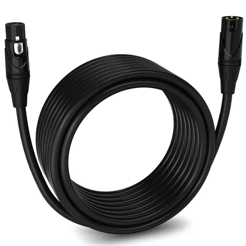 Vista 163 de LyxPro Cable de micrófono XLR hembra a macho de ángulo recto de 3 pines de 1.5 pies para altavoces amplificados, interfaz de audio, rendimiento