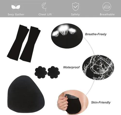 Vista 6 de Sujetador adhesivo sin tirantes invisible sin espalda brasier con cinta para levantamiento de senos