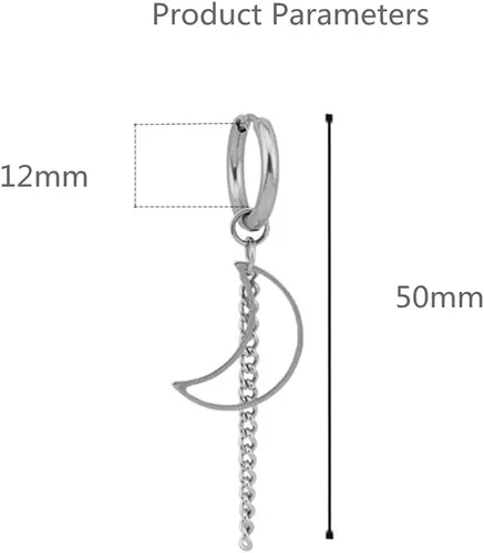 Vista 6 de Aretes colgantes de aro con forma de luna creciente para mujeres, niñas y hombres, 316 colgantes de acero inoxidable quirúrgico 316, minimalista