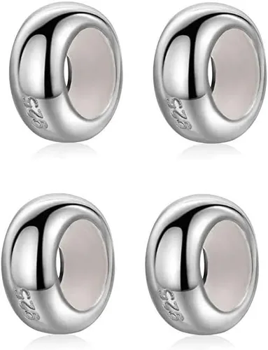 Vista 5 de ARTCHARM Tope de goma de oro rosa con cuentas espaciadoras de plata de ley 925 para pulseras de dijes 2 pzas