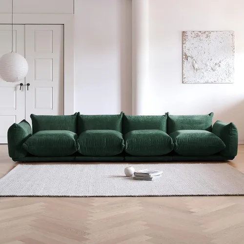 Vista 32 de WJShome - Sofá seccional modular, sofá de chenilla de 264 cm de lana minimalista, sofá convertible de 3 plazas, sofá de sala de estar ancho