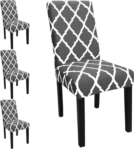 Vista 53 de Fundas para sillas de comedor, juego de 2 fundas, con patrón elástico Parsons, de elastano, extraíbles y lavables, protector para sillas de cocina