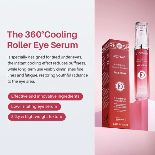 Vista 2 de SPODARE Suero de ojos con cafeína y retinol para ojeras, hinchazón y arrugas, crema debajo de los ojos con ácido hialurónico, niacinamida