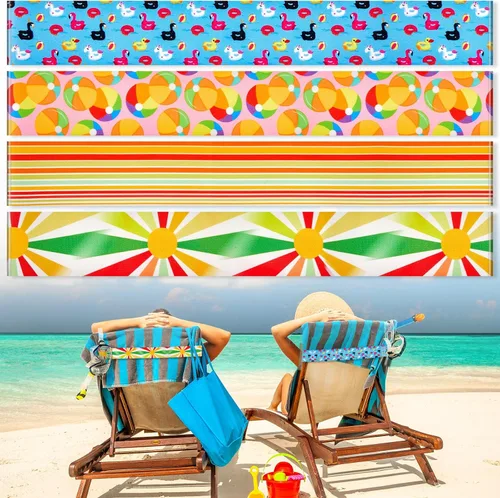 Vista 8 de Boao 4 paquetes de bandas de toalla para silla de playa, esenciales para piscina y crucero, elásticas y resistentes al viento, clips para toallas
