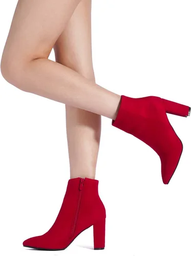 Vista 7 de DREAM PAIRS - Botines de tacón grueso para mujer, botas hasta el tobillo con punta puntiaguda