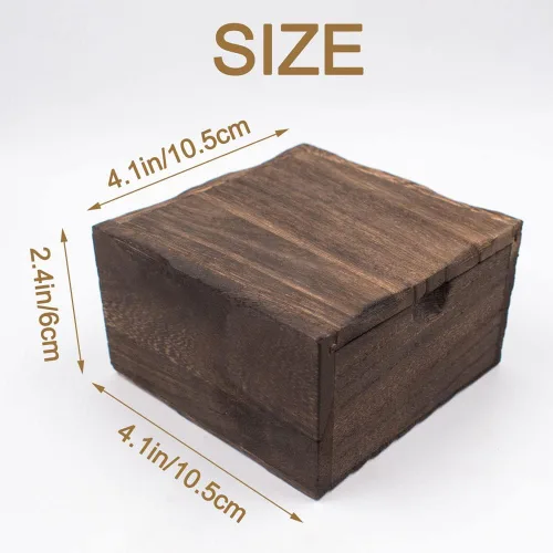 Vista 6 de Pequeñas cajas de madera deslizantes, organizador de almacenamiento pequeño, caja de manualidades con tapa deslizante, caja de joyería cuadrada