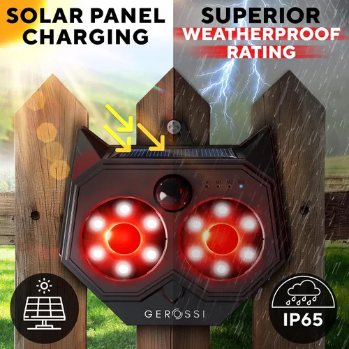 Vista 8 de Paquete de 2 unidades de disuasión de animales mejorados, diseño alimentado por energía solar con ojos depredadores activados por movimiento