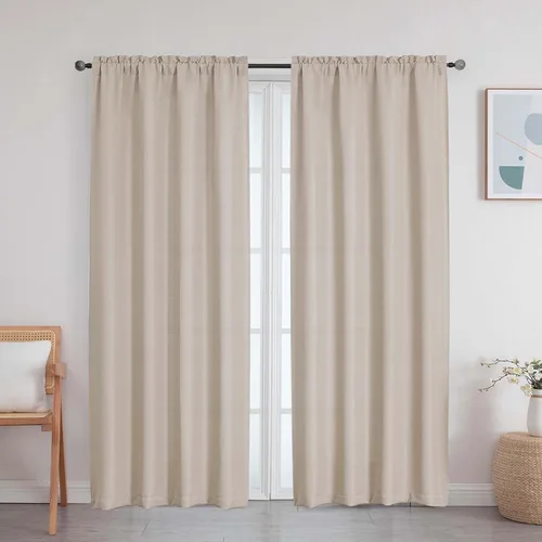 Vista 10 de Cortinas de lino para dormitorio y sala de estar de 96 pulgadas de largo, juego de 2 paneles, con bolsillo para cortinero, filtrado de luz, textura