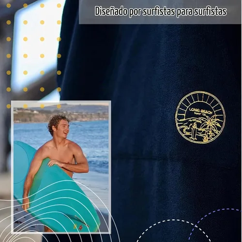 Vista 7 de Long Beach SURF CO - Poncho de surf Toalla de neopreno con capucha con bolsillo Toalla de playa con capucha de secado rápido