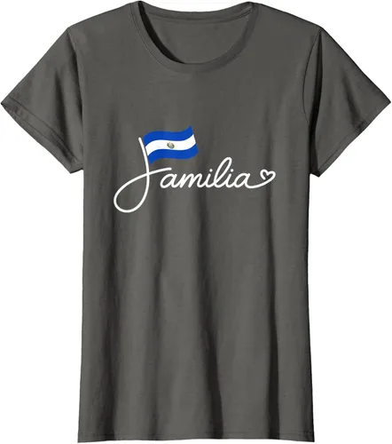 Vista 9 de El Salvador Familia - Camiseta con texto en inglés "La Familia de la Bandera Salvadoreña