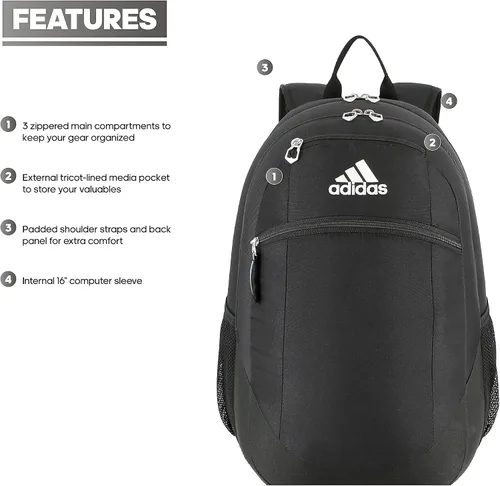 Vista 2 de Equipo de mochila Adidas Unisex Striker II negro talla única