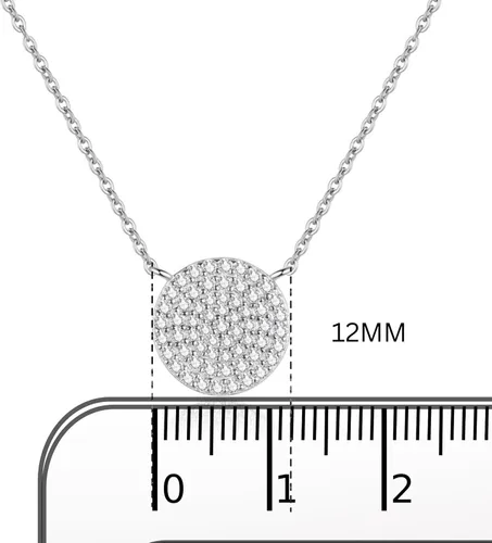 Vista 3 de Lavishe 925 Sterling Silver Cubic Zirconia Pave Disc Round Pendant Necklace 18 inch