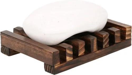 Vista 5 de Anwenk Jabonera de madera para guardar jabón, bandeja para baño, ducha, escurridor de cocina rectangular, manualidades a mano para jabón, esponjas
