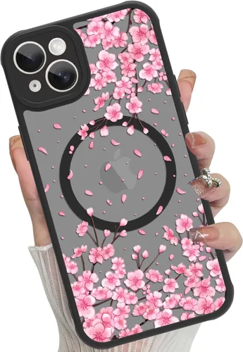 Vista 45 de Funda magnética para iPhone 17 Pro [compatible con MagSafe], bonita funda de moda con estampado de leopardo negro, translúcida, mate, parte trasera