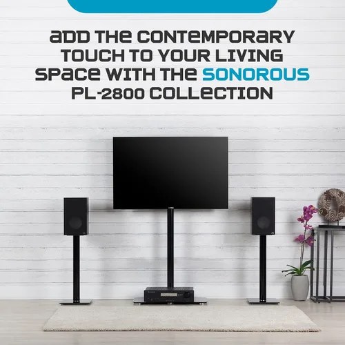 Vista 7 de SONOROUS PL-2800 - Soporte de TV premium para sala de estar, soporte de piso de TV de lujo con base de vidrio templado, soporte de soporte de TV LED