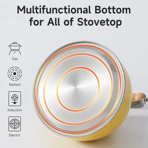 Vista 35 de ROCKURWOK - Tetera de estufa, tetera con mango ergonómico de tacto frío, tetera de acero inoxidable de grado alimenticio, tetera de estufa, tetera