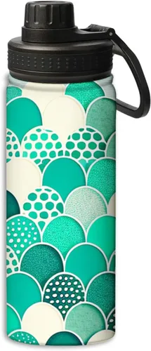 Vista 26 de Botella de agua aislada de acero inoxidable de doble pared con diseño de peonía roja y flor de peonía y pájaro de 18 onzas, botella de agua que