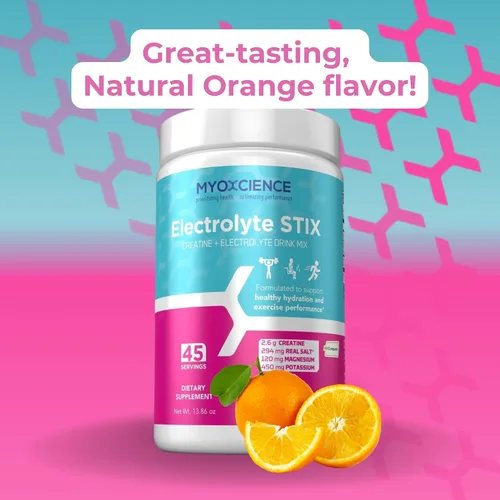 Vista 5 de MYOXCIENCE Electrolyte STIX Polvo de electrolito de creatina Recuperación del ejercicio y el desarrollo muscular con sal real
