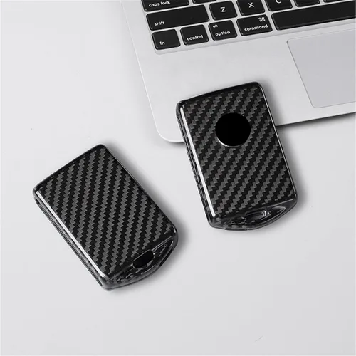 Vista 5 de Funda para llavero de fibra de carbono genuina para Volvo C30 S60 S80 S90 S901 V70 V90 Cross V90CC XC40 XC60 XC70 XC90 Smart Car Remote Key Fob Case
