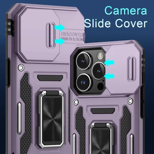 Vista 271 de DEERLAMN Funda para iPhone Xs Max con funda deslizante para cámara + protector de pantalla, soporte giratorio de anillo de grado militar a prueba