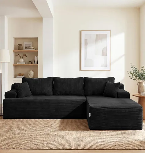 Vista 42 de Hobestluk - Sofá modular sin hueso, sofá seccional en forma de L 96" Right Facing Chaise Black,Memory Foam,Removable Cover,Non-slip Bottom,No