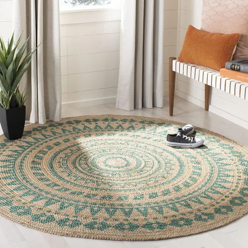Vista 11 de SAFAVIEH Colección Natural Fiber - Alfombra de área redonda de 3 pies, color negro y natural, hecha a mano con mandala boho de yute trenzado, ideal