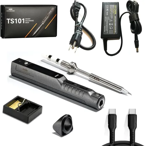 Vista 10 de Kit de estación de soldador original TS101 de UY CHAN, actualizado de TS100, DC 65W, PD 45W, mini soldador eléctrico portátil inteligente